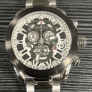 Invicta Men's CORDUBA SKULL Dial Swiss Chronograph Steel Watch Needs Battery